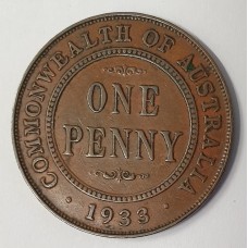 AUSTRALIA 1932/3 .  ONE 1 PENNY . OVERDATE . SCARCE